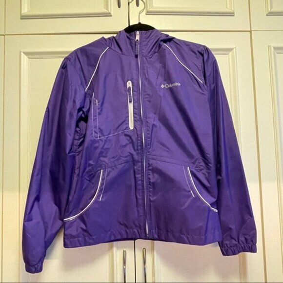 Columbia Purple Windbreaker Rain Jacket Girls - 14/16 - Picture 4 of 16
